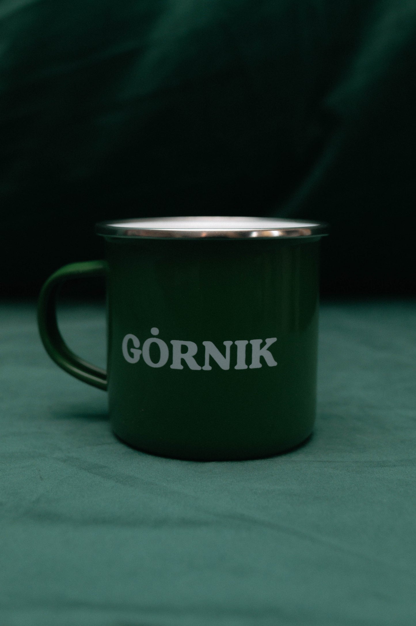 Kubek emaliowany Górnik zielony