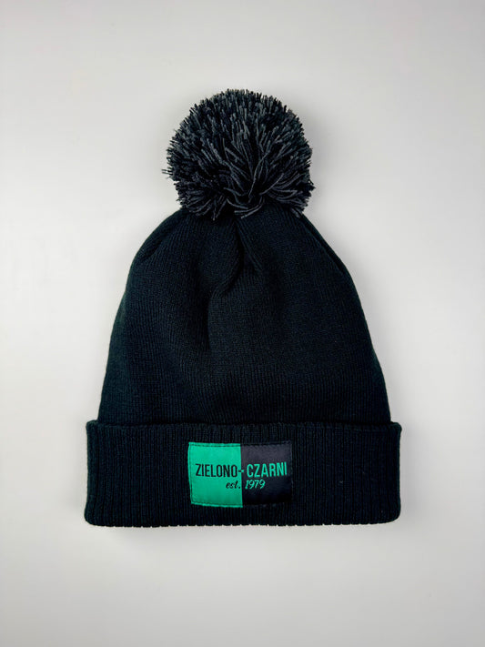 Czapka Zielono-Czarni z pomponem